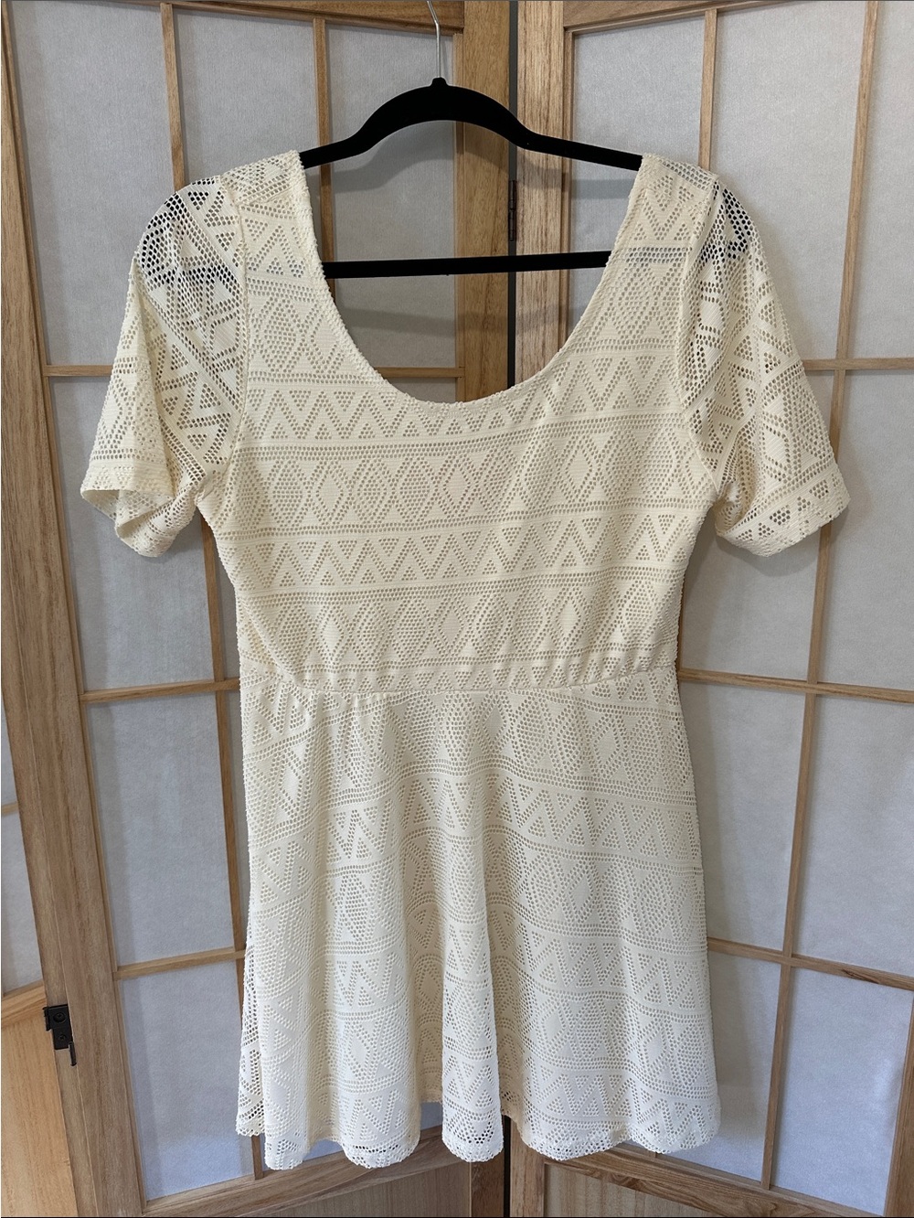 Rebellious One Cream Crochet Scoop-Neck Fit & Flare Dress